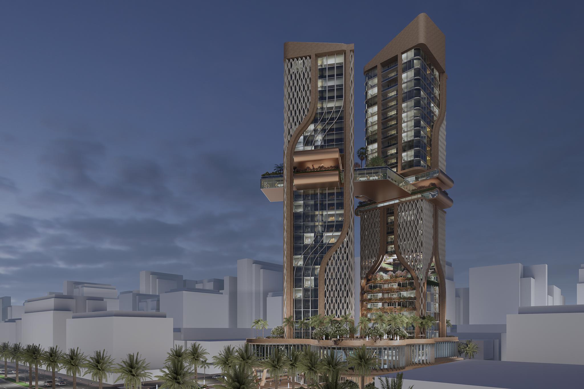 Residential and office tower architectural render