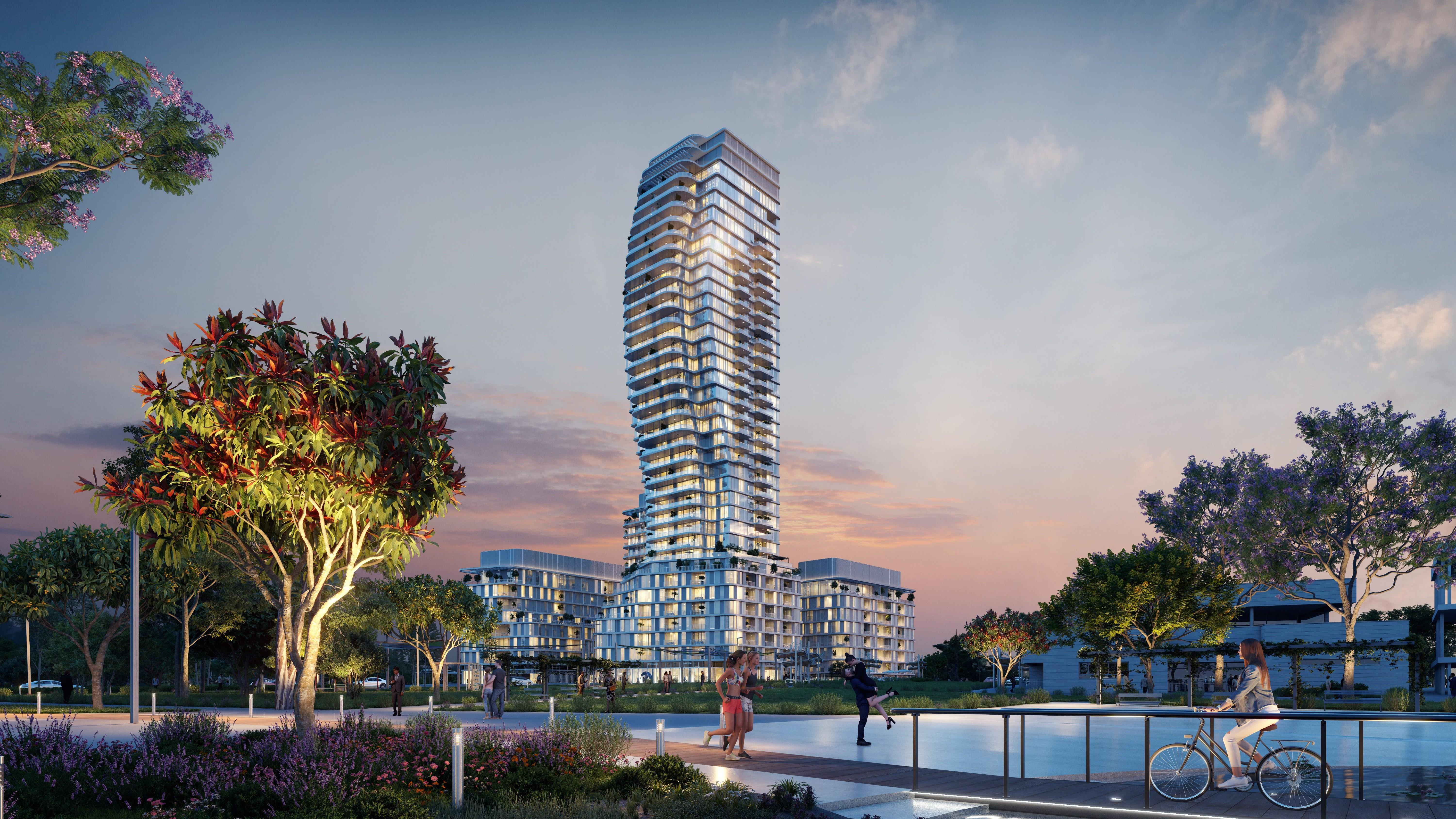 Residential and office tower architectural render